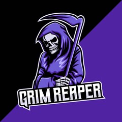 Grim reaper esport and mascot logo template. easy to edit and customize