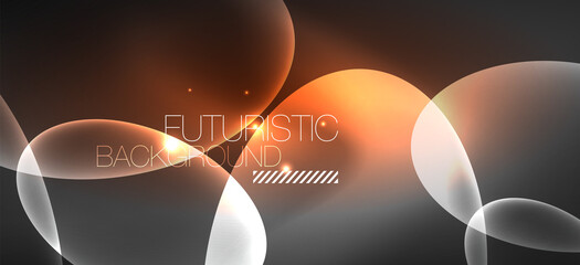 Neon ellipses abstract backgrounds. Shiny bright round shapes glowing in the dark. Vector futuristic illustrations for covers, banners, flyers and posters and other