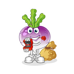turnip propose and holding ring character. cartoon mascot vector