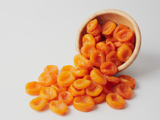 Dried apricots isolated on white background with clipping path and full depth of field.