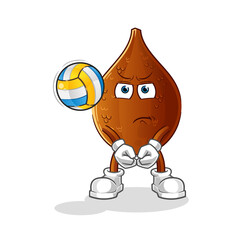 thorny palm play volleyball mascot. cartoon vector