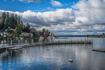 2021-02-10 MEYDENBAUER BAY AND PARK IN BELLEVUE WASHINGTON ON A CLOUDY WINTER DAY