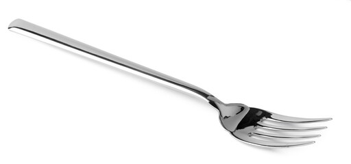 Silver dining fork isolated on white background