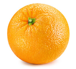 One ripe orange isolated on white background