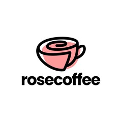 rose cup coffee tea flower logo vector icon illustration