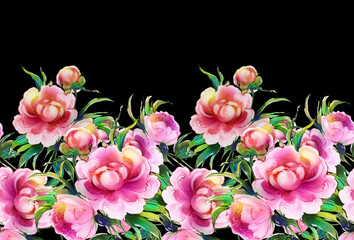 background  Fringe bouquet of peonies