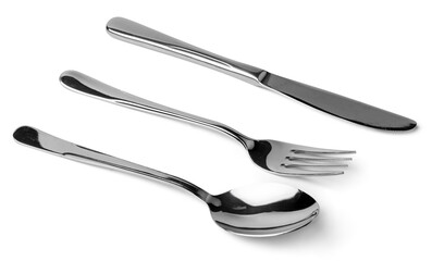 Set of dining cutlery isolated on white background