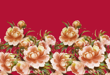 background  Fringe bouquet of peonies