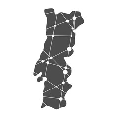 Concept of travel. Map of Portugal textured by lines and dots pattern