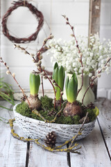 Spring decor with cunning flowers