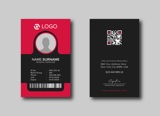 Modern ID Card Template with an author photo place | Office Id Card Layout | Employee Id Card for Your Business or Company