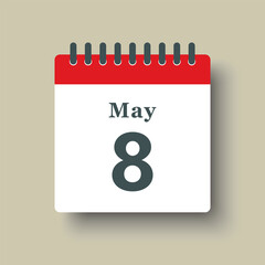 Icon day date 8 May, template calendar page