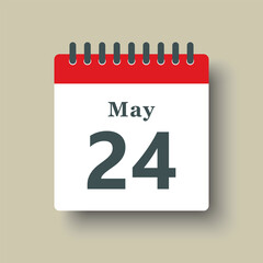 Icon day date 24 May, template calendar page
