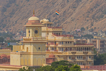 View of City Palace from Hawa Mahal, Jaipur, Rajasthan, India.