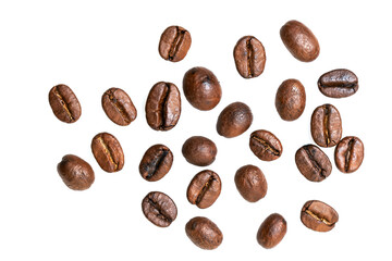 Coffee beans isolated on white background close up