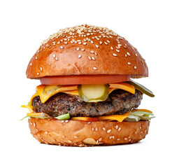 Delicious fresh burger isolated on white background