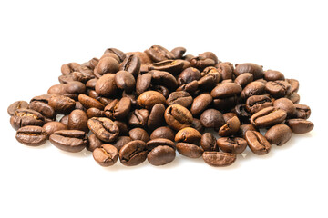 Coffee beans isolated on white background close up