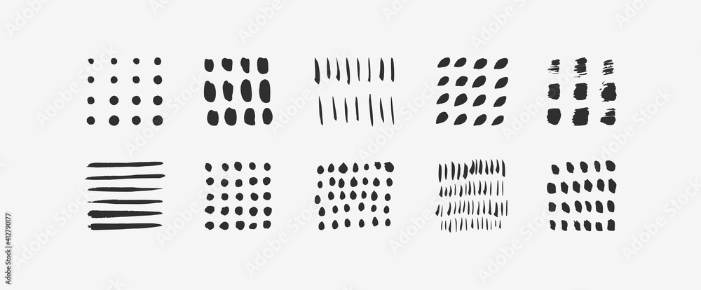 Wall mural abstract graphic elements in minimal trendy style. vector set of hand drawn texture for creating pat