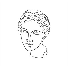 Antique Sculpture of Aphrodite in a Minimal Liner Trendy Style. Vector Illustration of the Greek God for Prints on t-Shirts, Posters, Postcards, Tattoos and more