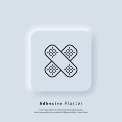 Adhesive plaster icon. Pharmacy plasters. Emergency. Hospital. Healthcare. Vector. UI icon. Neumorphic UI UX white user interface web button. Neumorphism