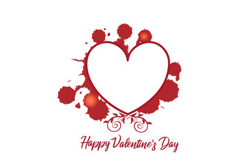 Love heart valentines day card with copy space to write your own frase inside floral swirly splatter paint greetings card vector image graphic design