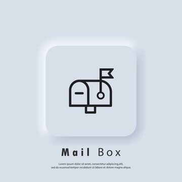 Mail Box icon. Newsletter logo. Envelope. Email and messaging icons. Email marketing campaign. Vector EPS 10. UI icon. Neumorphic UI UX white user interface web button. Neumorphism