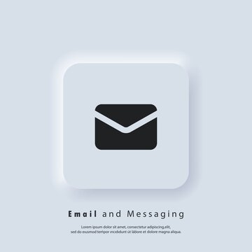 Email Icon. Envelope. Newsletter logo. Email and messaging icons. Email marketing campaign. Vector EPS 10. UI icon. Neumorphic UI UX white user interface web button. Neumorphism