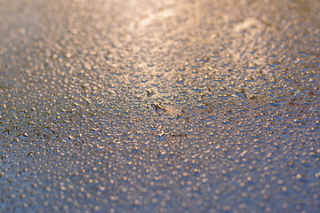 Water drop stain on car with natural background