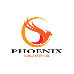 Phoenix logo design template. Vector Illustration