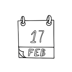 calendar hand drawn in doodle style. February 17. Random Acts of Kindness Day, date. icon, sticker, element, design. planning, business holiday