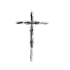 Grunge Religion Cross . Black Paint . Vector