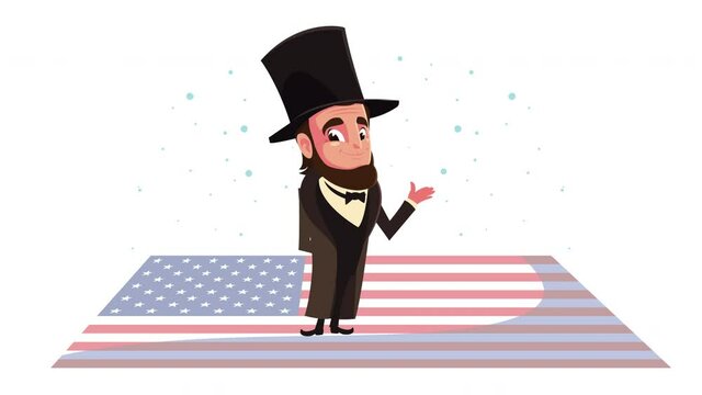 happy presidents day celebration with abraham lincoln and usa flag