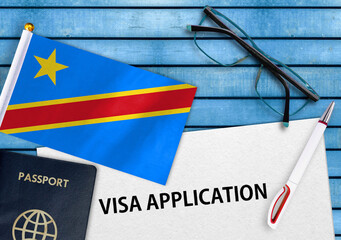 Visa application form and flag of Democratic Republic of Congo