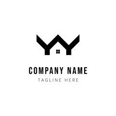 Y letter logo design with houses in negative space