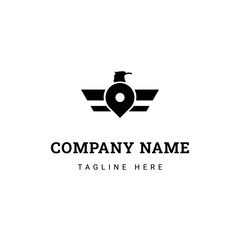 eagle bird abstract logo design with location icon, might be good for eagle captivity logo