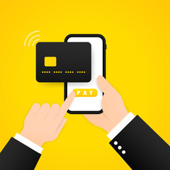 Online payment illustration. Transfer money from the card. Vector on isolated transparent background. EPS 10