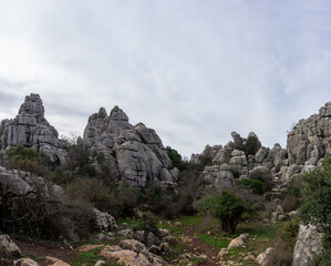 Fototapeta na wymiar view of the El Torcal Nature Reserve in Andalusia with ist strange karst rock formations