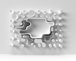 Abstract 3d rendering of geometric halftone background. 3D concept illustration.
