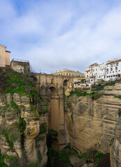 Fototapeta na wymiar vertical view of the old town of Ronda and the Puente Nuevo over El Tajo Gorge