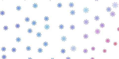 Light Blue, Red vector doodle pattern with flowers.