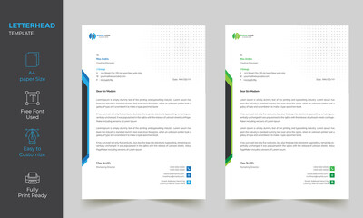 Modern Abstract Simple Unique Letterhead Design Template 2 Color Variation 