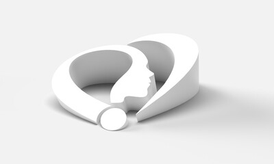 3d Render Question mark with human face 3D illustration Design Element.
