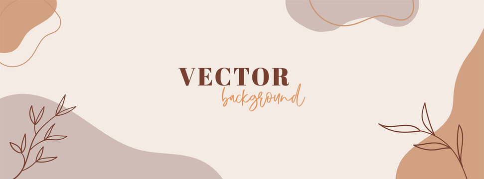 Abstract organic long vector banner template. Minimal background in boho style with copy space for text. Facebook cover