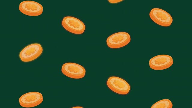 happy saint patricks day animation with golden coins