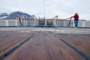 Adventure in Iceland during expedition luxury cruise on classic cruiseship or cruise ship liner...