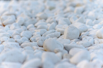 White pebbles stone texture and background