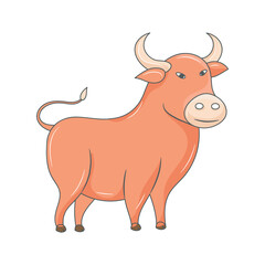 Simple Bull colored vector illustration. isolated with hand drawn style