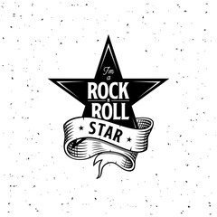 I am a Rock and roll star, star and ribbon vector illustration