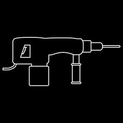 Hammer drill icon on black.