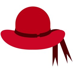 Elegant female felt hat flat vector isolated on white